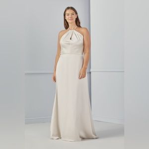 Amsale Gia Bridesmaid dress in fabric: Fluid Satin, color: Champagne, size: 4